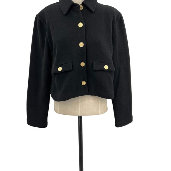J. Crew Cropped Lady Jacket Buttons Black Size‎ Large - Picture 4 of 10